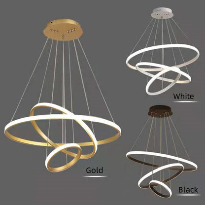 DecorBites™ Luminous Circle Pendant Chandelier - Modern LED Lighting Fixture, 4 Colors