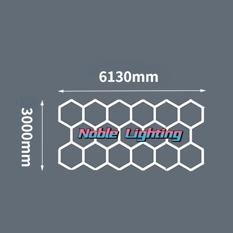 DecorBites™ Hexagon Ceiling Light 6500K for Car Wash Beauty Garage Wall with Honeycomb Design