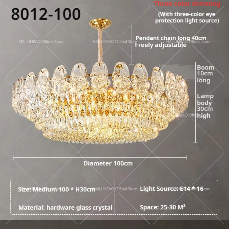 DecorBites™ Crystal Rose Chandelier for Living Room Dining Bedroom 2024 French Light Luxury