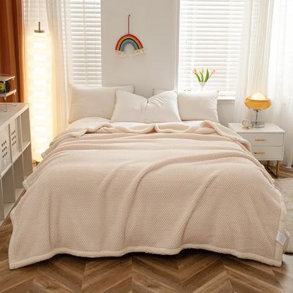 Decobites Rose Fleece Warm Blanket for Autumn Winter Beds - Thicken Imitation Lamb's Wool Blanket