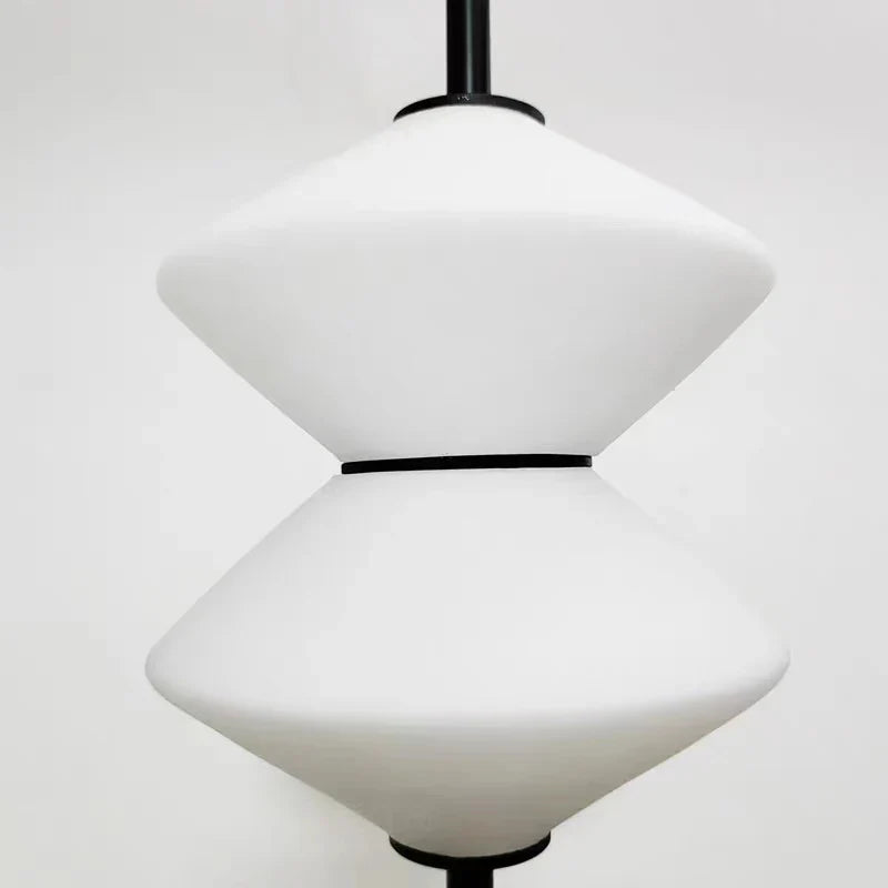 Art Deco White Glass Pendant Light With Gold Metal Wire