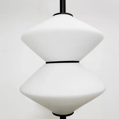Art Deco White Glass Pendant Light With Gold Metal Wire