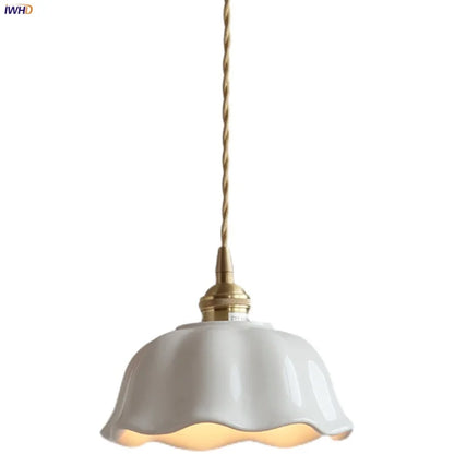 DecorBites™ Ceramic LED Pendant Lamp with Adjustable Copper Socket - Nordic Modern Home Decor