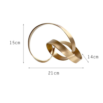 ديكوربايتس™ - تمثال معدني على شكل عقدة تجريدية بشريط ذهبي لتزيين الغرفة