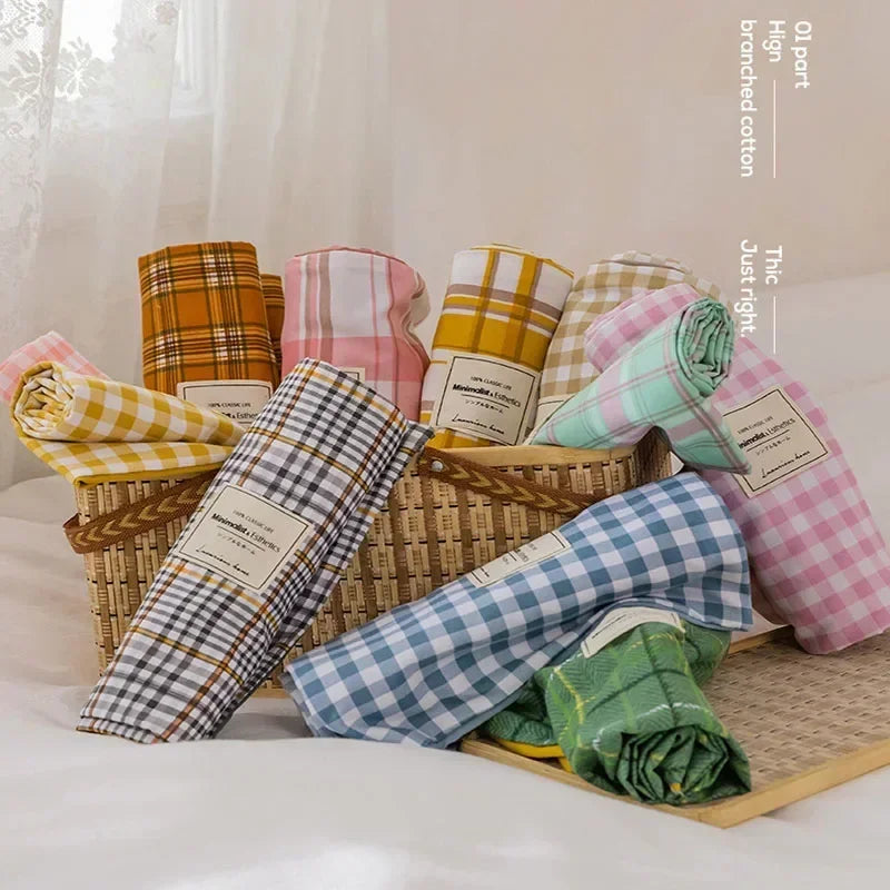 DecorBites™ Japanese Grid Print Bedding Set for All Seasons, Queen/King Size Quilt Cover