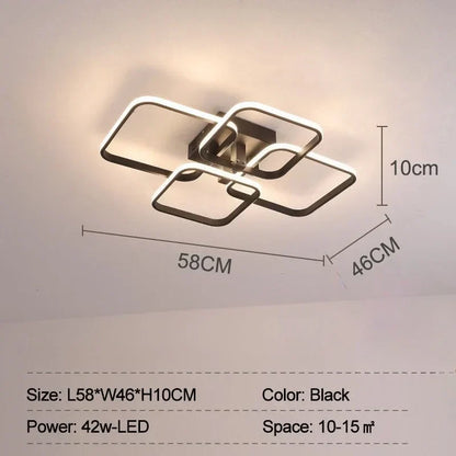 DecorBites™ LED Ceiling Light 4 Rings 78W Square for Living Room Bedroom Bar