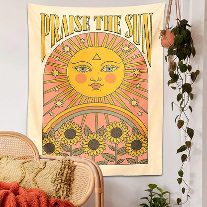 Decobites Sun Mandala Tapestry for Aesthetic Room Decor and Witchcraft Home Decoration