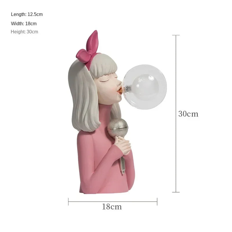 DecorBites™ Bubble Girl Statue Ornament: Modern & Simple Night Light Décor for Home, Bedroom, Living Room