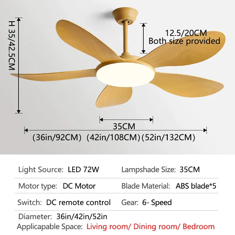 Ventilador de techo DecorBites™ negro DC con luz, viento fuerte, ventilador eléctrico de interior 2023