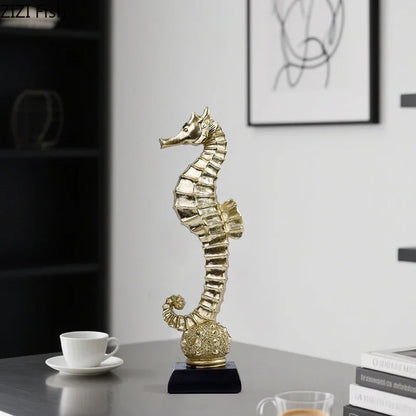 DecorBites™ Gold-plated Mermaid Statue Resin Sculpture Room Decor Marine Organism Ornament