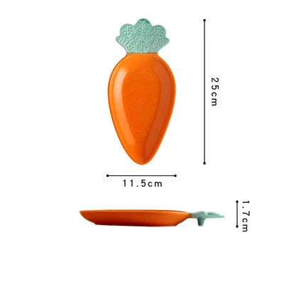 DecorBites™ Carrot-Shaped Ceramic Tableware Set - Creative and Cute Household Plates for Desserts, Fruits, and Snacks