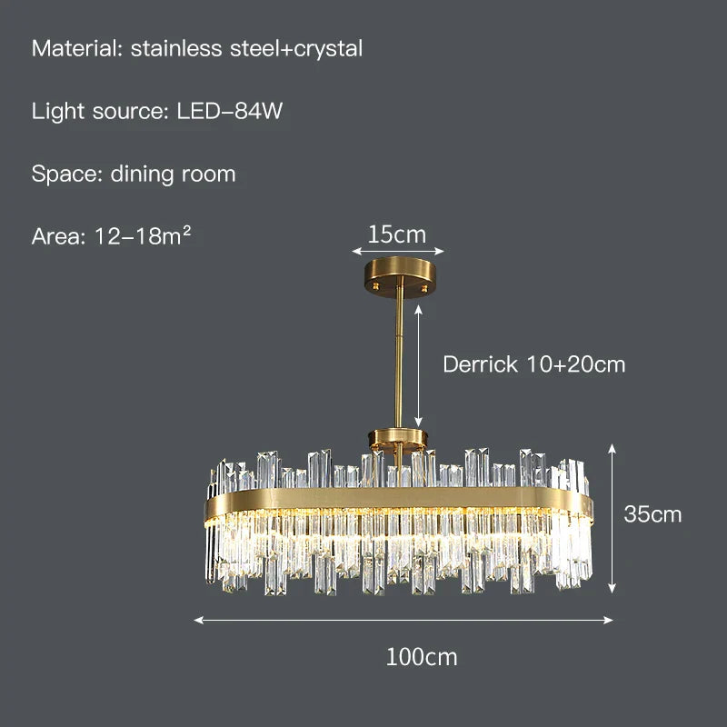 DecorBites™ Crystal Round Ceiling Chandelier: Luxe Nordic Living Room Dining Room Pendant Light