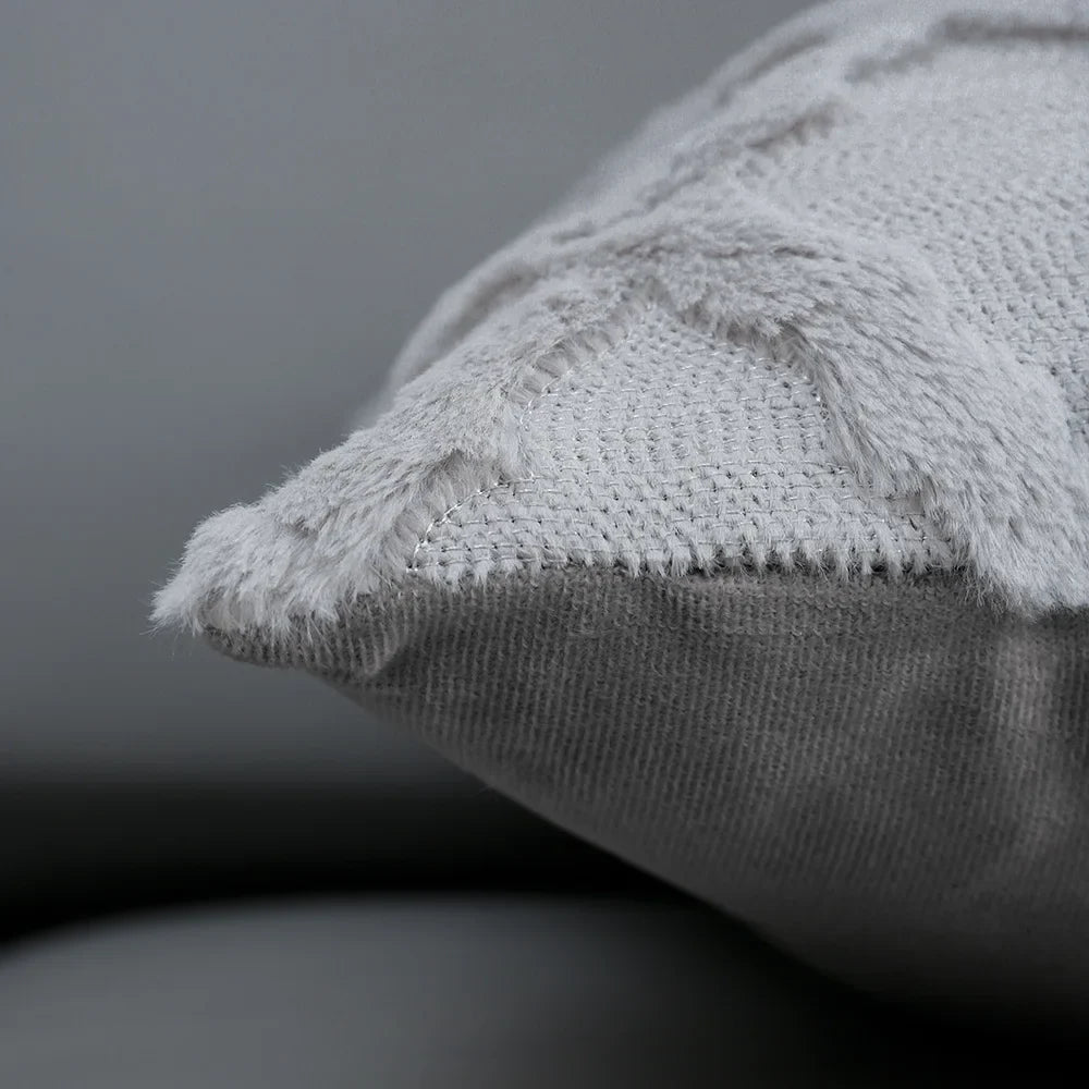 DecorBites™ Fluffy Embroidery Diamond Cushion Cover for Home Decor - 45x45cm