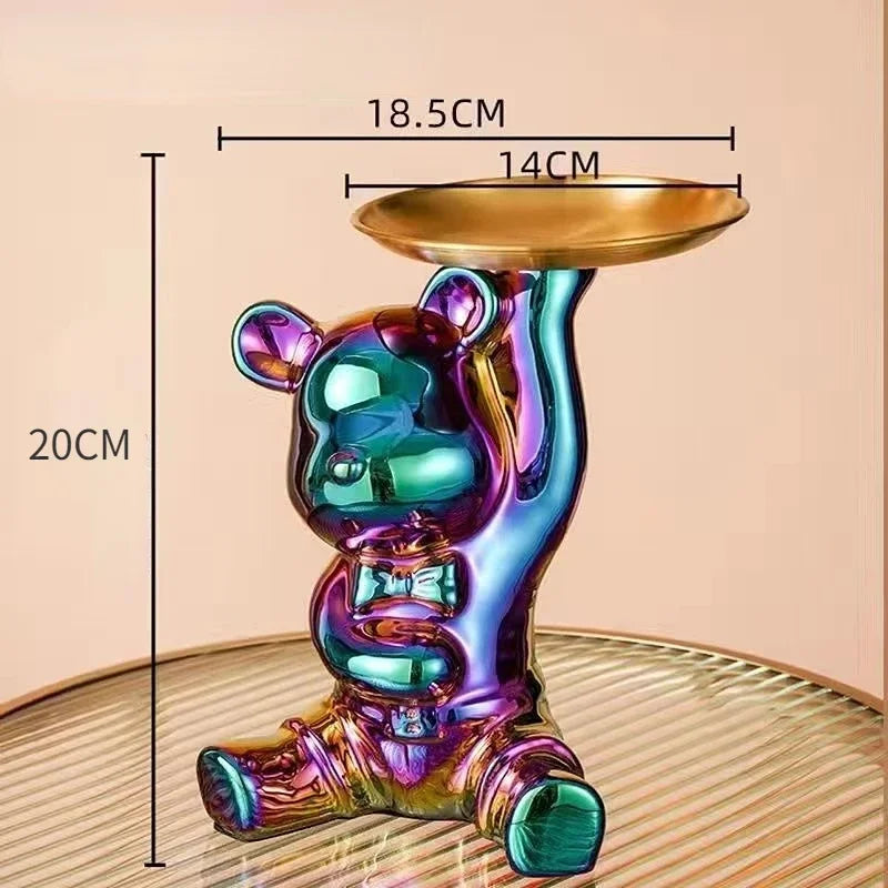 صينية تخزين على شكل دمية دب من DecorBites™، حصالة نقود، وجبات خفيفة، مكياج، حامل مفاتيح، إكسسوار ديكور منزلي