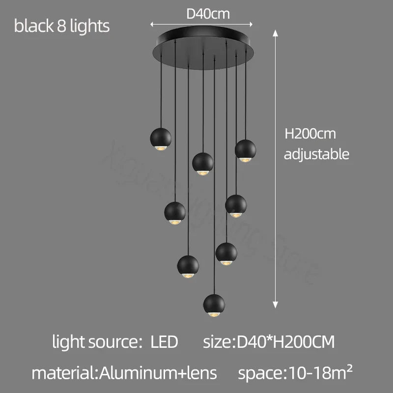 DecorBites™ Globe Lens Metal Chandelier for Living Room Kitchen Bedroom Cafe Staircase Villa