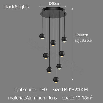 DecorBites™ Globe Lens Metal Chandelier for Living Room Kitchen Bedroom Cafe Staircase Villa