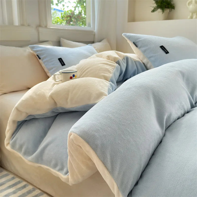 غطاء لحاف فردي مخملي بلون مرجاني من DecorBites™ لفصل الشتاء