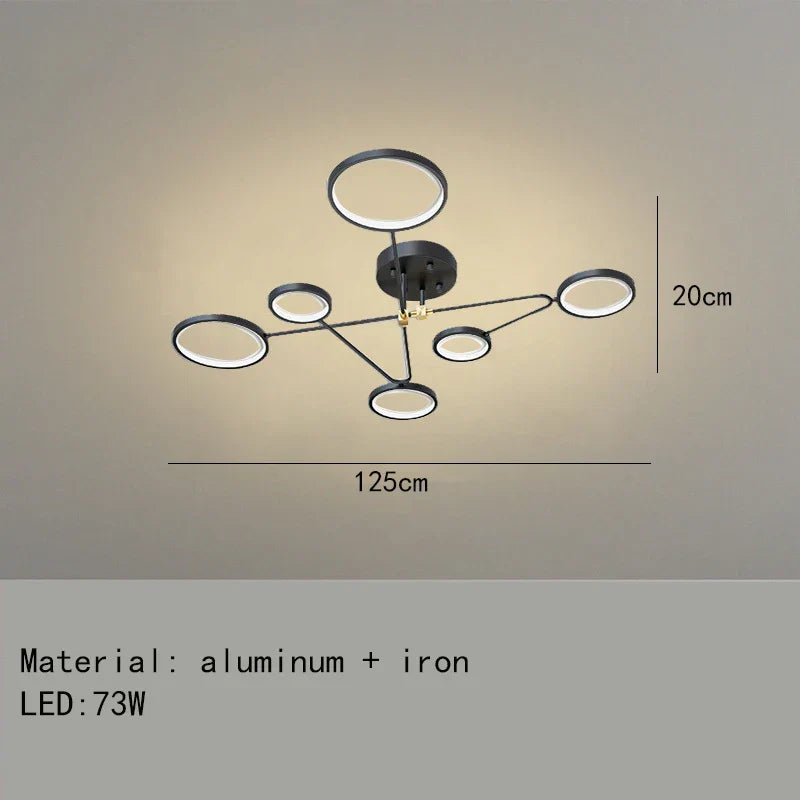 Decorbites™ Gold Schwarz Metall LED Kronleuchter – Minimalistisches 3-Farbtemperatur-Beleuchtung für Wohnzimmer und Restaurant