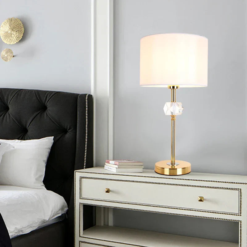 DecorBites™ Golden Crystal Bedside Lamp: Modern, Cozy, Romantic Night Light