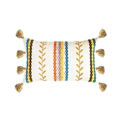 DecorBites™ Bohemian Cotton Embroidery Cushion Cover with Tassel for Home Decoration