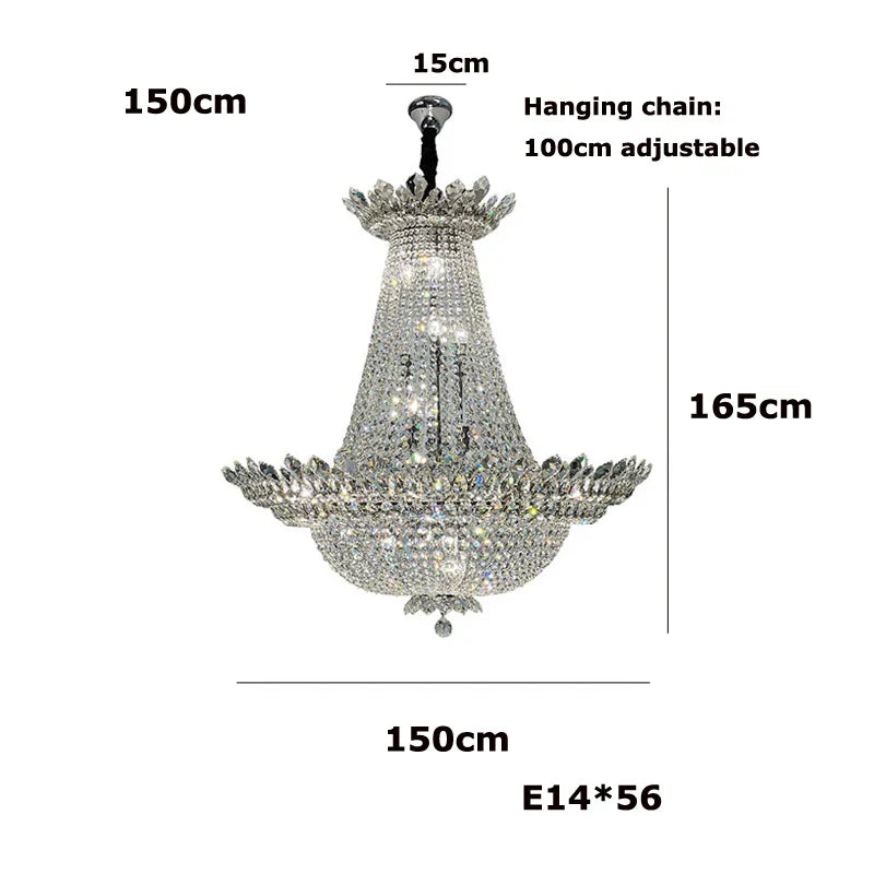 Crystal Gold Ceiling Chandelier 150cm Gold Hardware