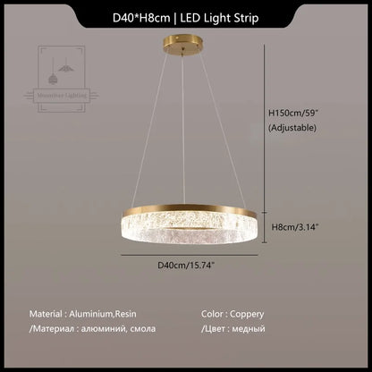 DecorBites™ Crystal Chandelier Circular Pendant Light for Modern French Style Dining-Table Decor