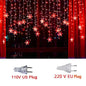 3.2M Christmas Snowflakes LED String Lights Flashing Fairy Curtain Lights Waterproof For Holiday Party Wedding Xmas Decoration