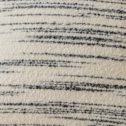 Funda de almohada DecorBites™ Comfort de lana, beige y negra a rayas, 45 x 45 cm, lujosa y afelpada, decoración para el hogar