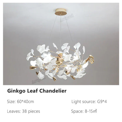 ثريا أوراق الجنكة من ديكوربايتس™: مصباح معلق فاخر على الطراز الاسكندنافي للفنادق والسلالم وغرف المعيشة