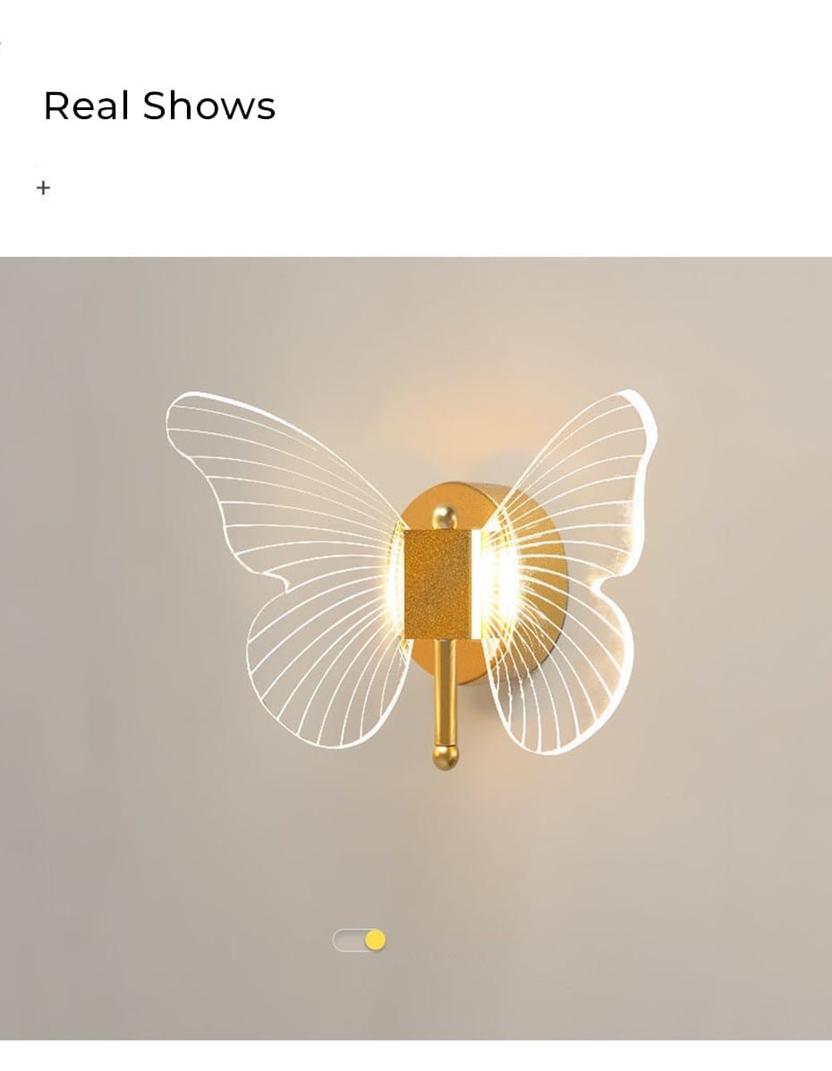 art deco gold swan wall lamp with crystal features a gold butterfly-shaped wall lamp with translucent ribbed wings and a glowing central light ideal for bedroom bedside use.
