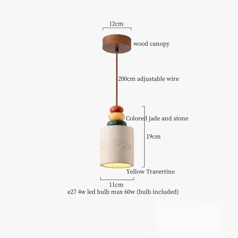 Luces colgantes LED de Piedra de Vidrio Decorbites™ - Travertino Amarillo Lámpara Vintage Colgante
