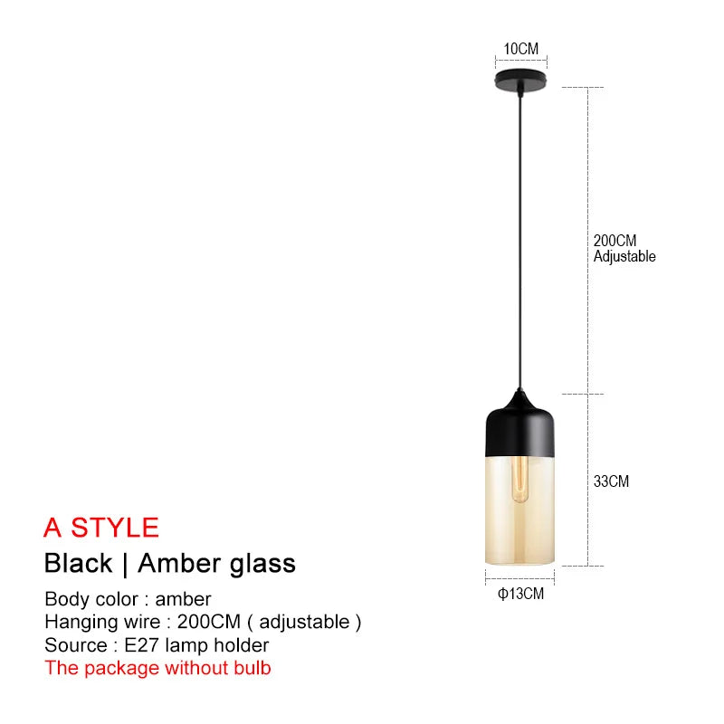 ثريا ديكوربايتس™ الزجاجية السوداء: ثريا نورديك عصرية لغرفة الطعام والمطبخ وغرفة النوم والمطعم