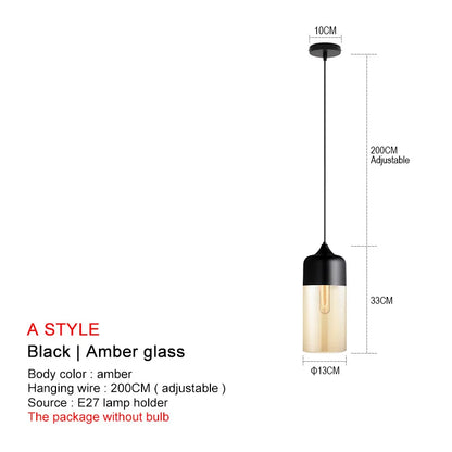 ثريا ديكوربايتس™ الزجاجية السوداء: ثريا نورديك عصرية لغرفة الطعام والمطبخ وغرفة النوم والمطعم