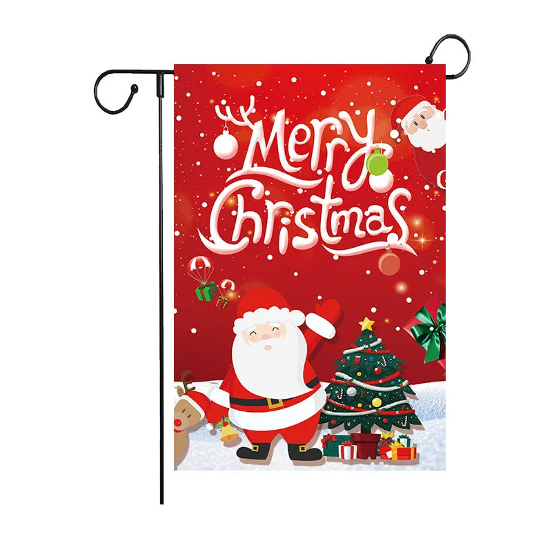DecorBites™ Christmas Deer & Santa Garden Flags - Outdoor Xmas Decorations