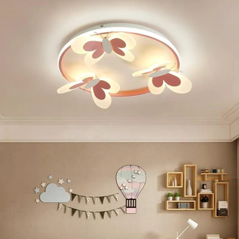 DecorBites™ Butterfly Pink Ceiling Light for Kids Room & Study, Creative Decorative Lamp