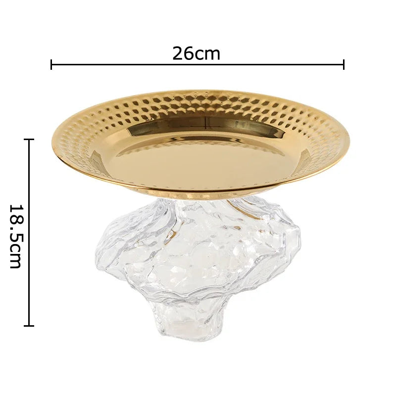DecorBites™ Glass Fruits Bowl Gold Plated Breakfast Dinner Plates Hotel Restaurant Fruit Plate