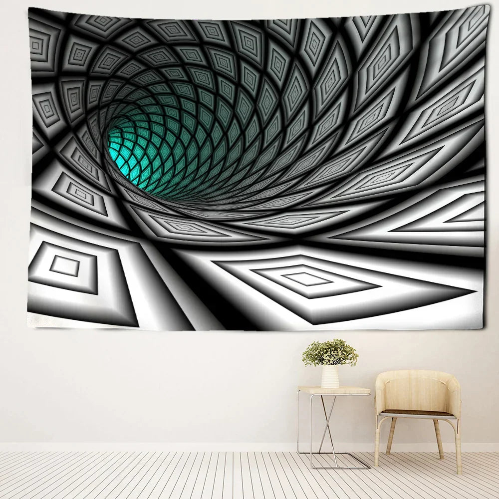 Decobites Vertigo Black Hole Abstract Art Tapestry Wall Hanging for Hippie Home Decor