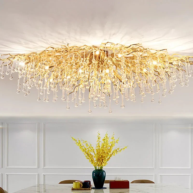 DecorBites™ Golden Chandelier Modern Luxury LED Glossy Ceiling Lamp