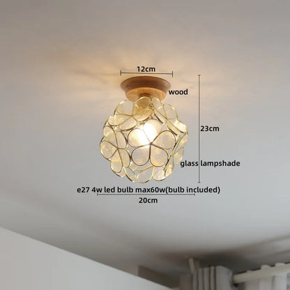 DecorBites™ Glass Wood LED Ceiling Lamp for Home Lighting and Decoration