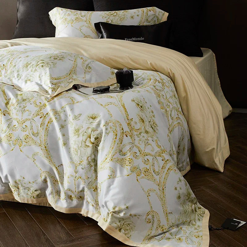 Juego de cama DecorBites™ Luxe 100s de algodón egipcio: sábana, manta, funda nórdica y funda de almohada