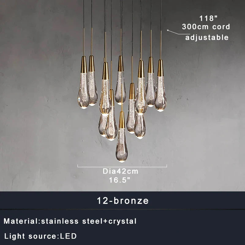 DecorBites™ Crystal Water-drop Ceiling Chandelier, Elegant Dining Room Décor.