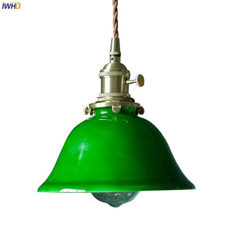 Luces colgantes LED de vidrio verde Decorbites™: Lámpara colgante de estilo vintage japonés-americano