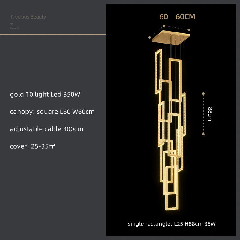 Lámpara colgante LED de cristal DecorBites™: Iluminación moderna y lujosa para escaleras
