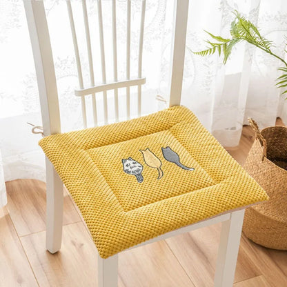 DecorBites™ Cartoon Embroidered Seat Cushion - Non Slip Dining Chair Pad for Home & Office