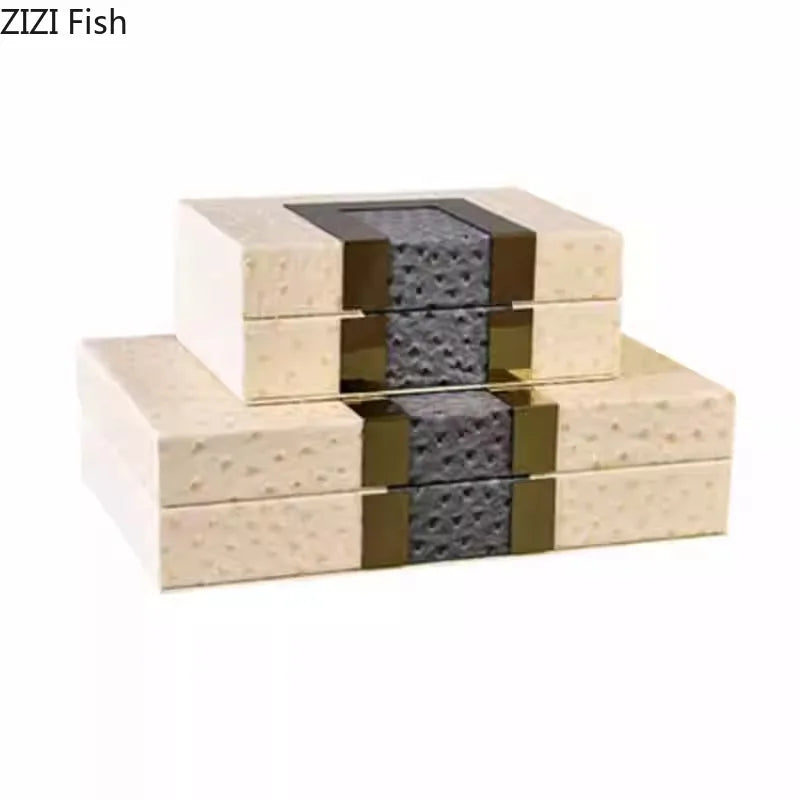 DecorBites™ Leather Jewelry Boxes Wood Cosmetic Jars Jewelry Storage Jar