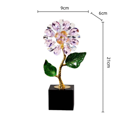 DecorBites™ Crystal Sunflower Metal Sculpture Home Decor Figurine Glass Handicraft