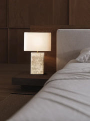 Lámpara de mesa de tela de piedra marrón grande Decorbites™ para decoración del hogar en sala de estar o dormitorio