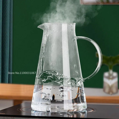 Jarra de vidrio DecorBites™ - Jarra grande de borosilicato resistente al calor con tapa de acero inoxidable