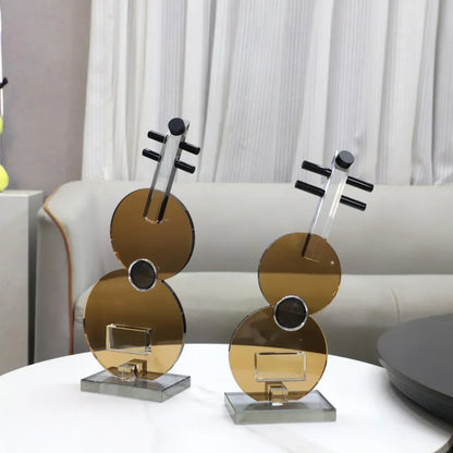 DecorBites™ Crystal Guitar Sculpture Brown Glass Figurine for Home Decor