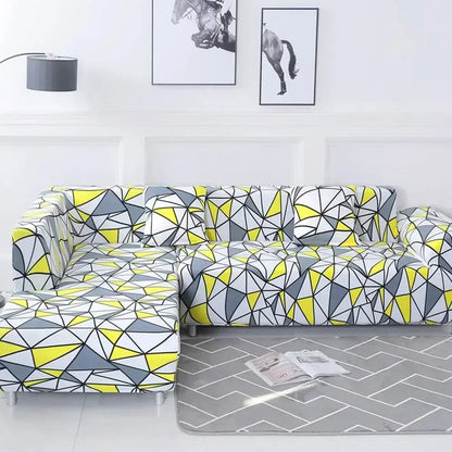 Decobites Geometric Stretch Sofa Cover Slipcover | Couch Protector | L Shape Sofa Cover